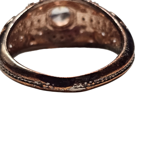 Vintage 14KT Ring Rose Gold Plated Zircon Imitation Gemstone Elegant Size 10 - Picture 5 of 7